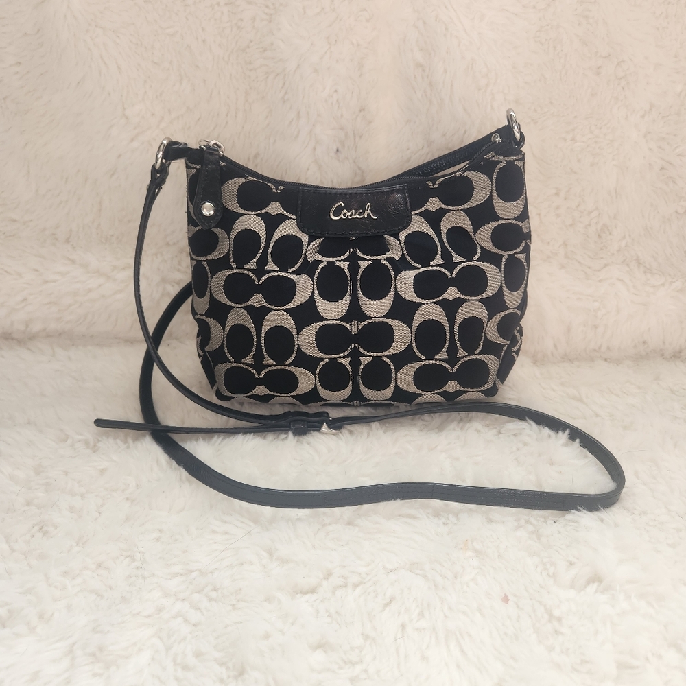 Coach Ashley Signature C Crossbody Bag Black Grey Y2K